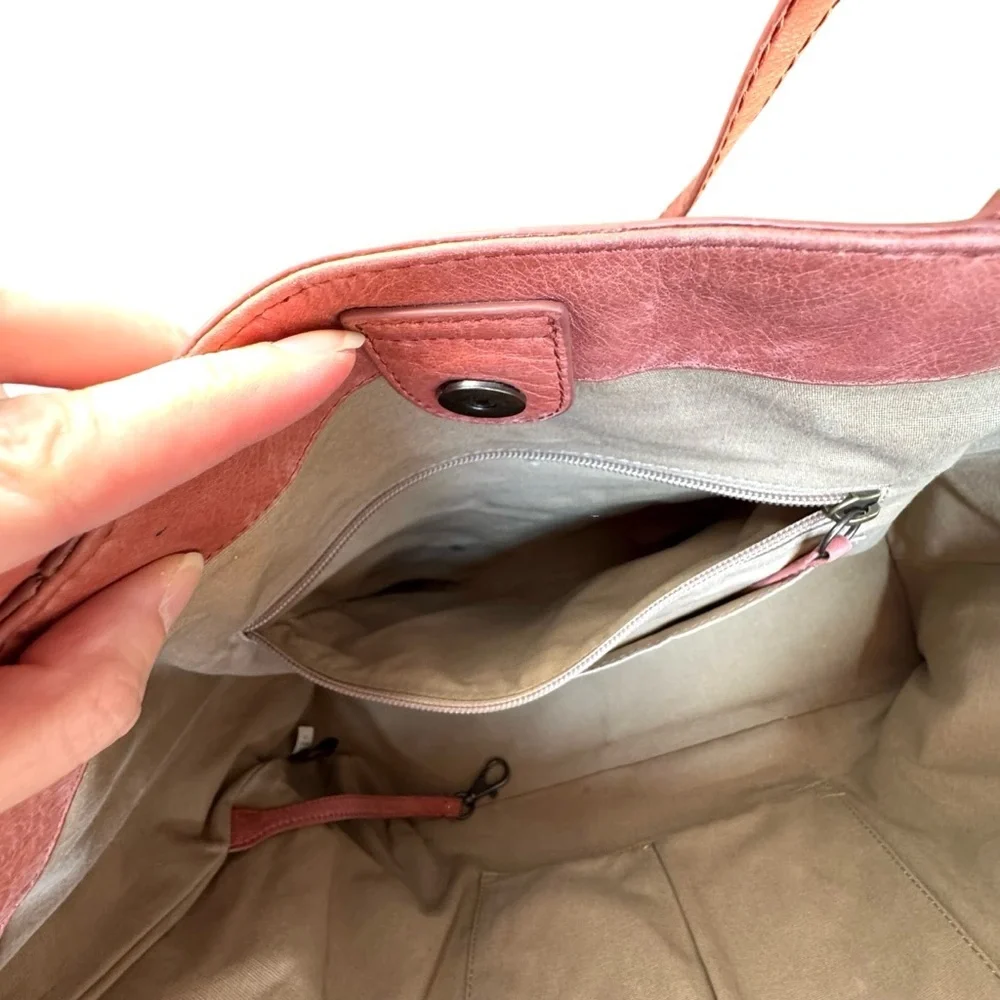 Frye Melissa Shopper Shoulder Tote Apricot Dusty Pink Italian Leather